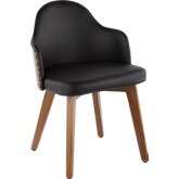 Ahoy Dining Chair in Black Leatherette & Walnut Finish